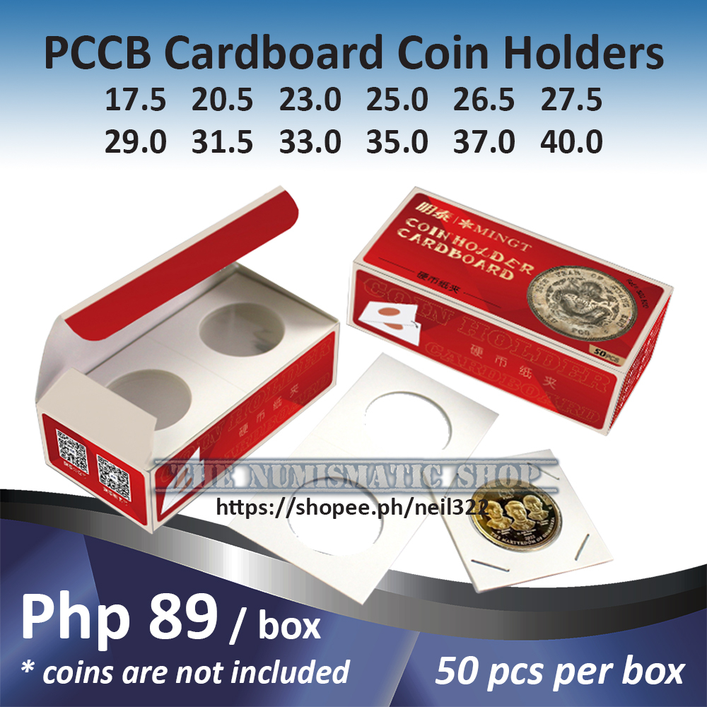 PCCB 2x2 Cardboard Coin Holders / Coin Flips with clear mylar plastic