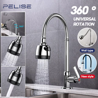 Pelise Kitchen Faucet 360° Flexible Pull Faucet with Sprayer Stainless Sink Wash Tap