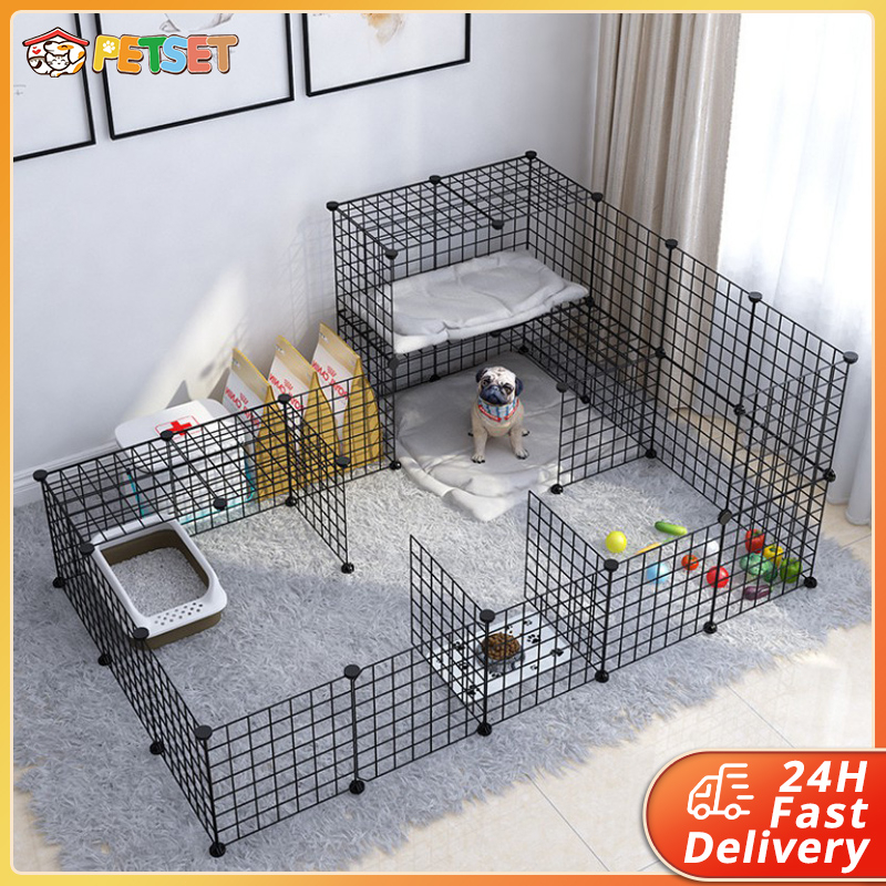 Stackable Pet Playpen Animals Cage DIY Wire Fence with Door Portable ...