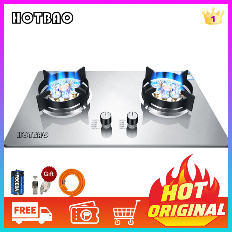 Gas Stove Recessed LPG Stainless Steel Large Gas Stove Dual Cooktop