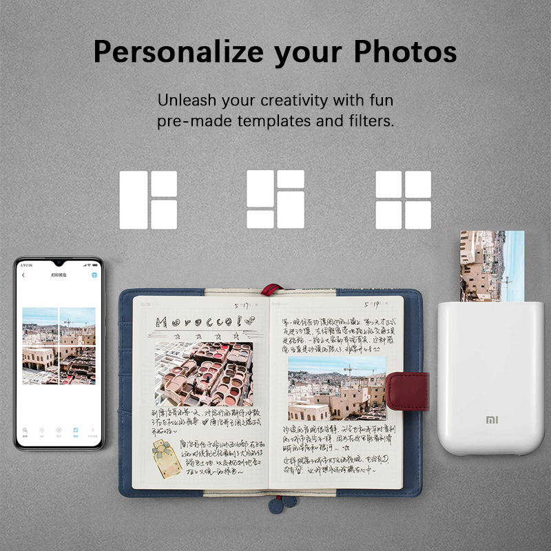 Xiaomi Pocket Photo Printer AR Printer 300DPI Portable Photo DIY ...