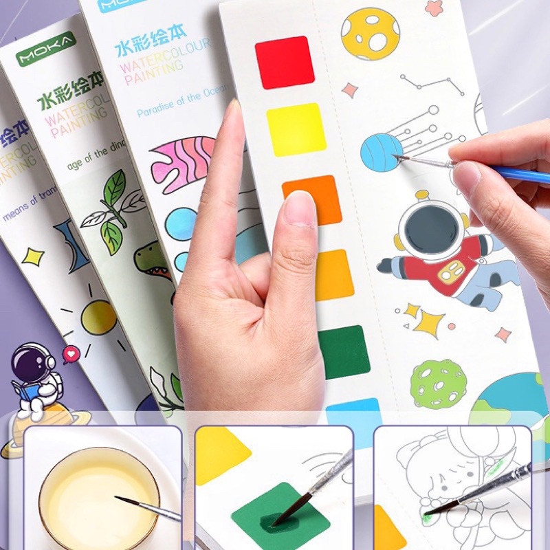 20page Paint with Water Sheets with paintbrush coloring book water ...
