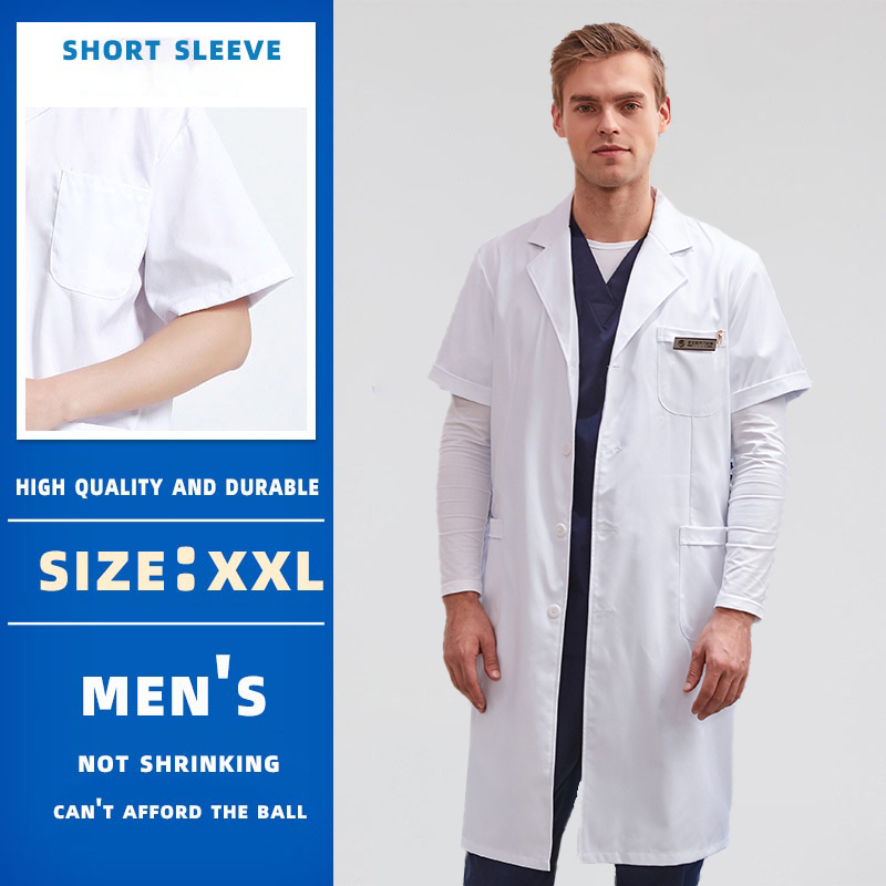 【Short Sleeve】 Lab Gown White Lab Coat Doctor Laboratory Gown White