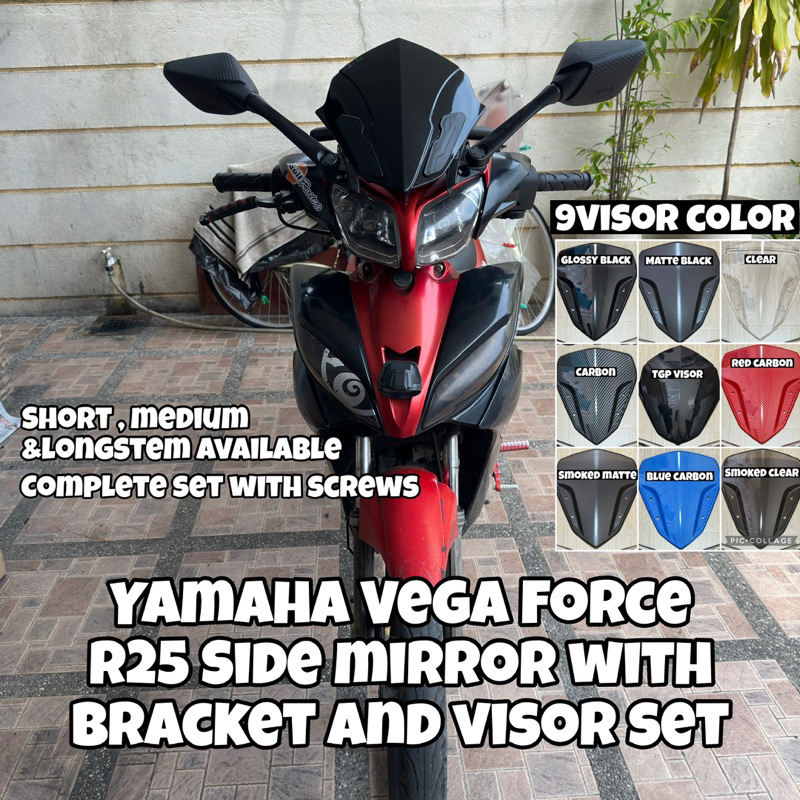 VEGA FORCE R25 Side mirror with bracket and visor set | Shopee Philippines