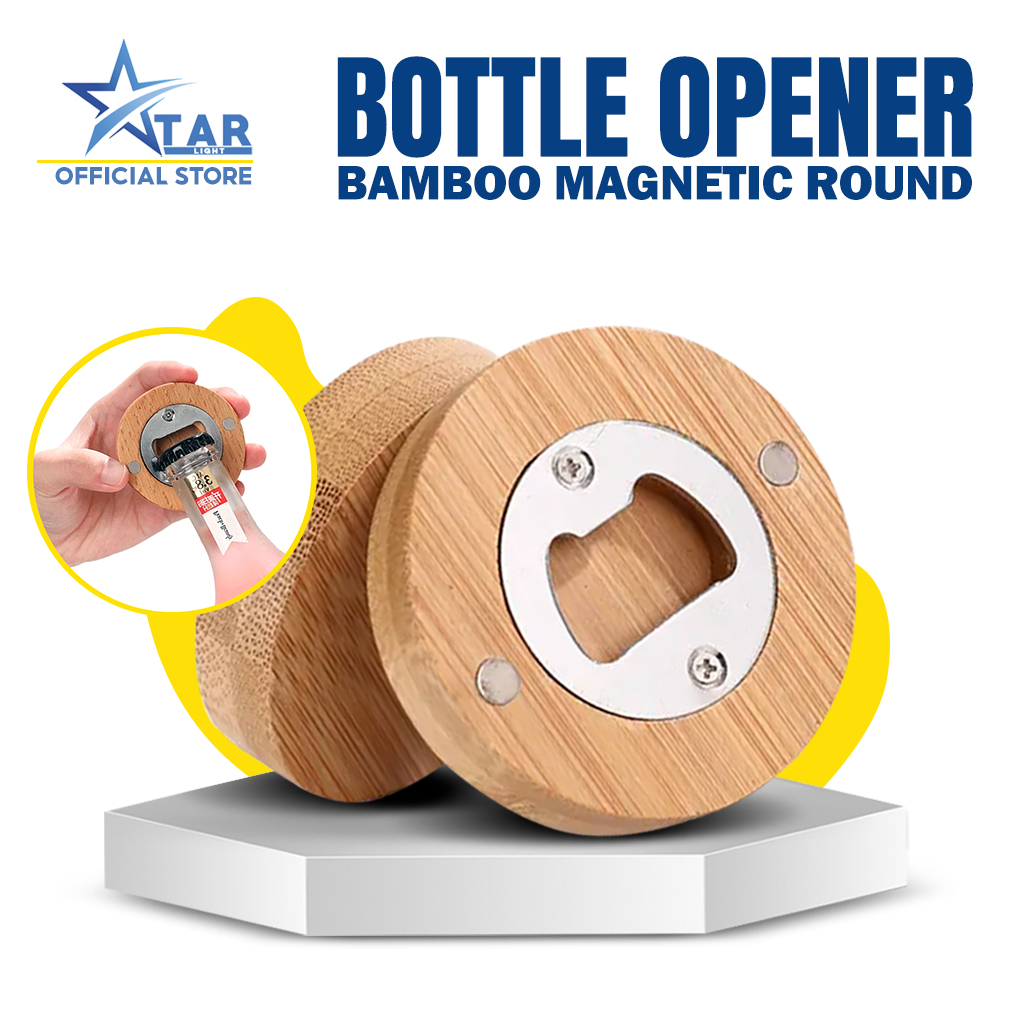 Bamboo Round Bottle Opener Fridge Bottle Opener Coaster Sold