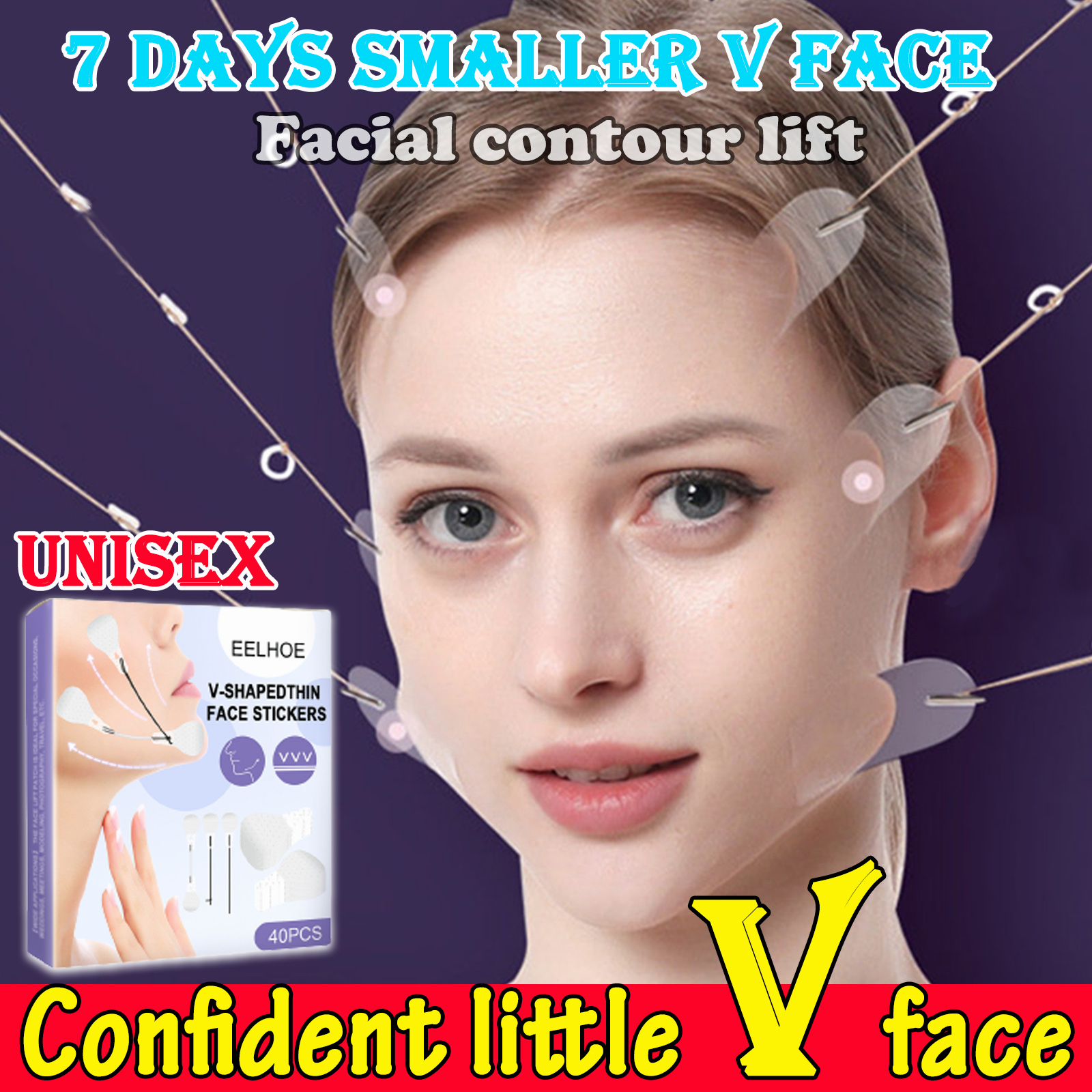Face Lift Tape 100pcs V Face Sticker Thin chin/thin face slimming mask ...