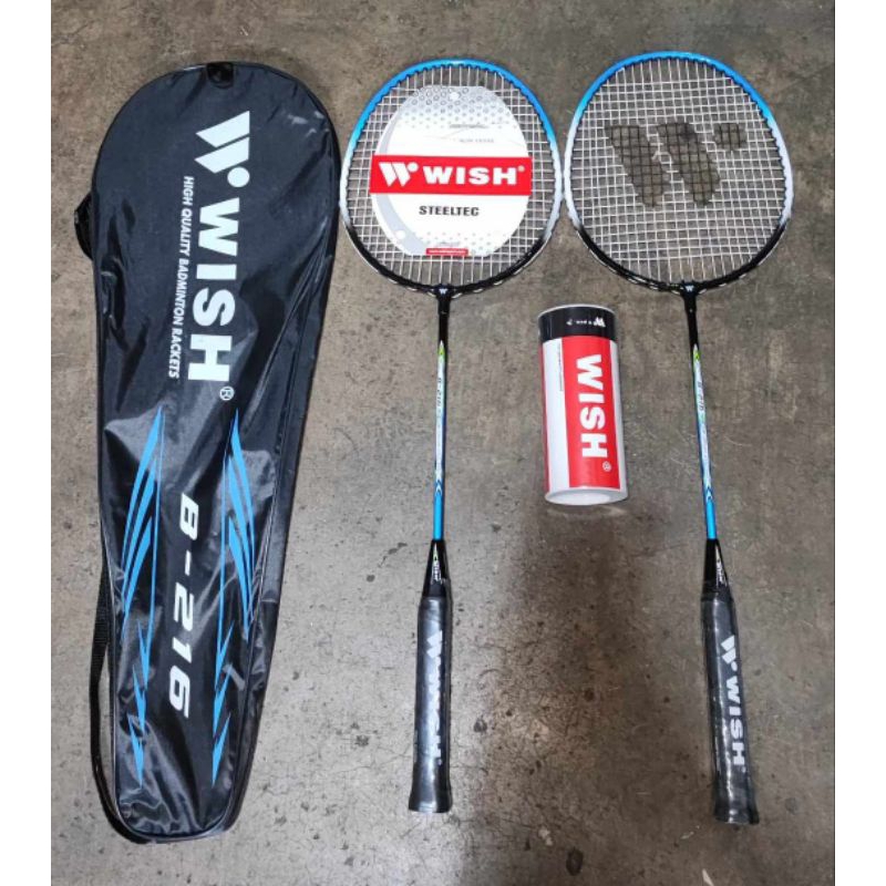 WISH B216K BADMINTON RACKET SET (2pc with free shuttlecock) Shopee