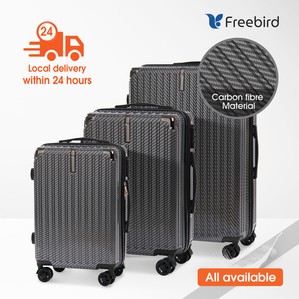 Freebird 20/24/28" Carbon fiber black suitcase travel luggage trolley