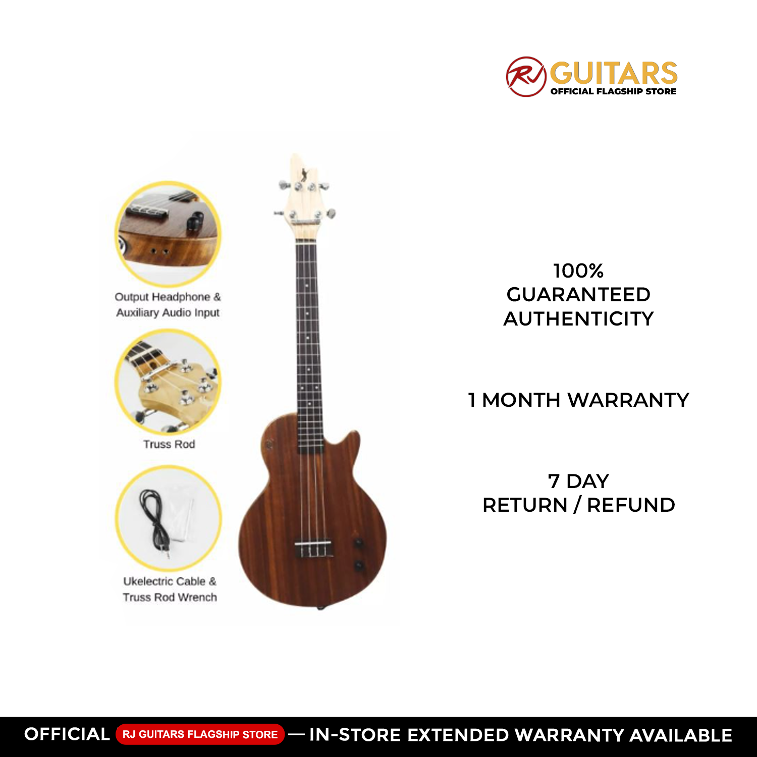 RJ Guitars RJ Premium Ukelectric Bluesbreaker (FREE BELCAT UKULELE