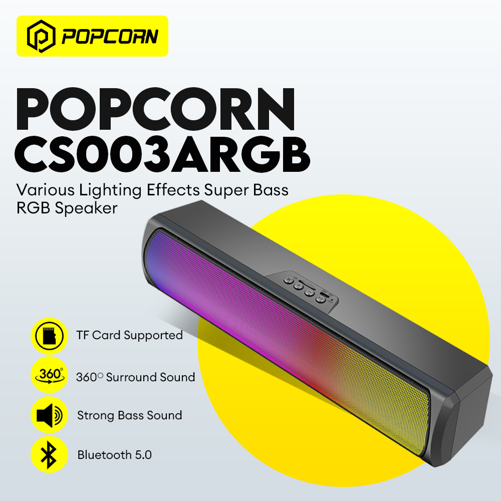 Popcorn Mini RGB Bluetooth Computer Speaker HiFi Sound 51mm Dynamic