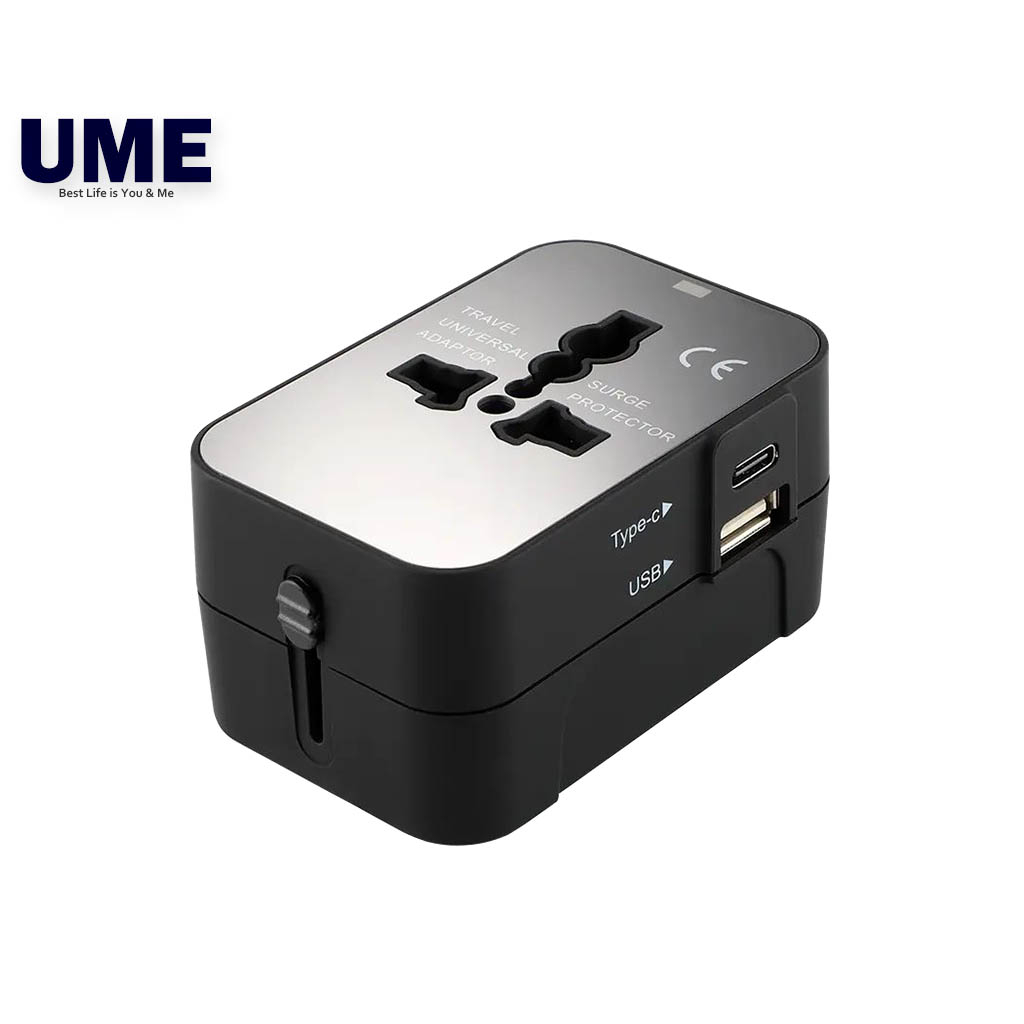Universal Travel Adapter, International Plug Adapter with 1 TypeC