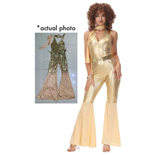 Women Vintage 70s Disco Dazzler Bell Bottoms Groovy Party Dress