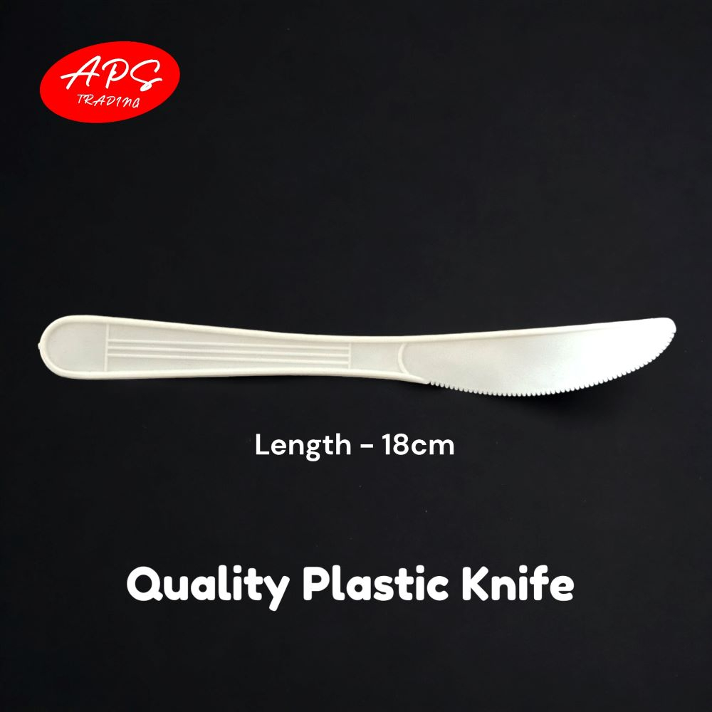 10 PIECES DISPOSABLE KNIFE WHITE (Hight Quality Standard Size