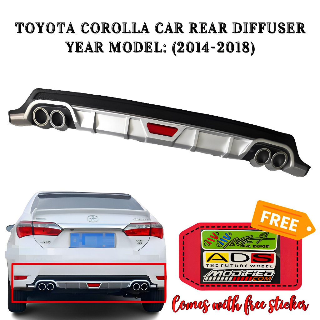 OAPC 2014-2018 TOYOTA COROLLA Car Rear Bumper Diffusers Lip Spoiler ...