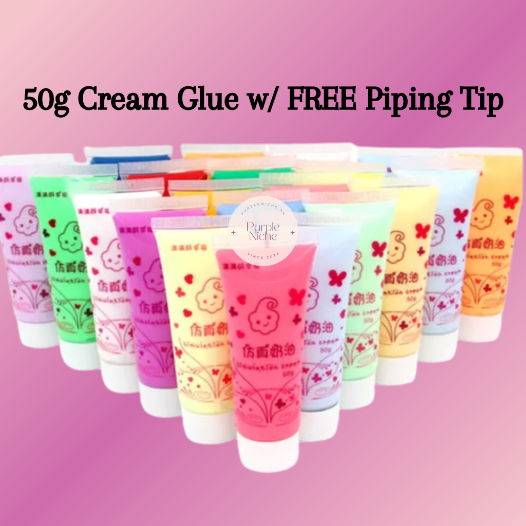 1pc Decoden Whipped Cream Glue for Cell Phone Decoration 50g 24 colors  options 50 ML Whipped Cream Glue Plus 1 FREE Piping Tips