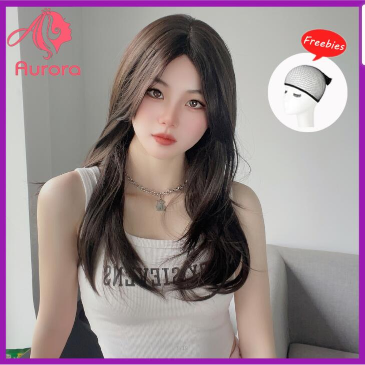 "Aurora" Wig female natural black eightcharacter bangs midlength curly fashion realistic wig