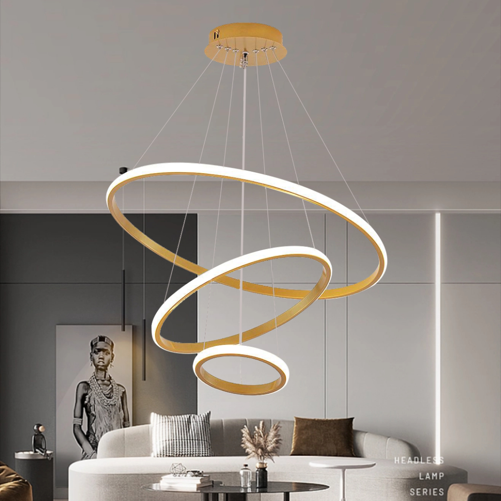 Modern Pendant Lamp Led 3 Rings Circle Ceiling Chandelier Dining Room ...