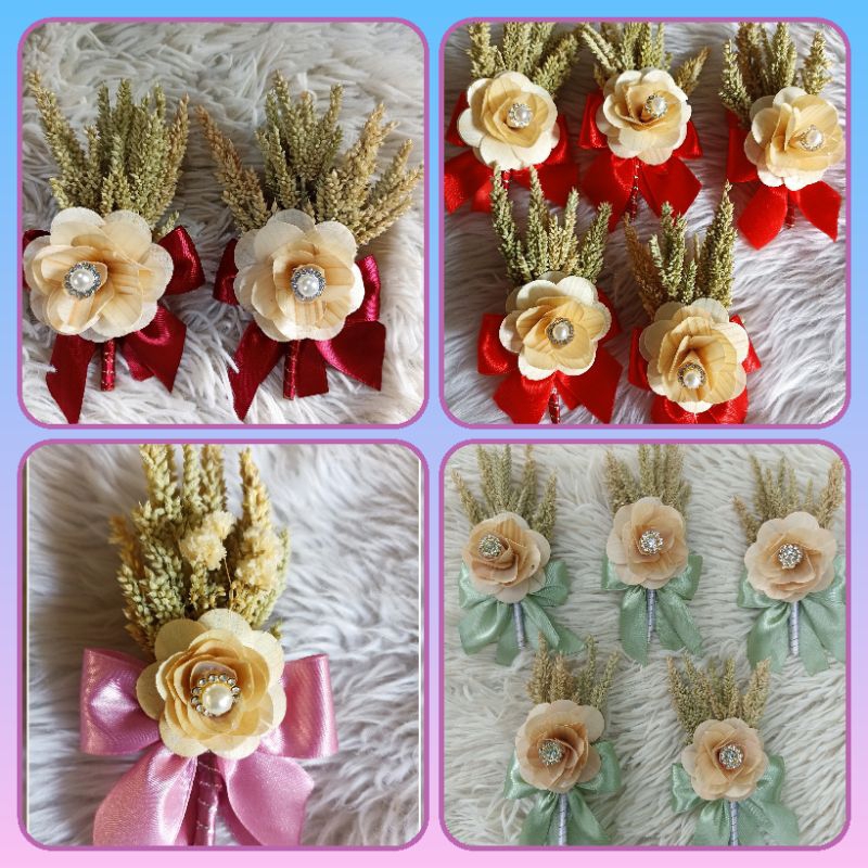 chest corsage dried flowers/satin ribbon | Shopee Philippines