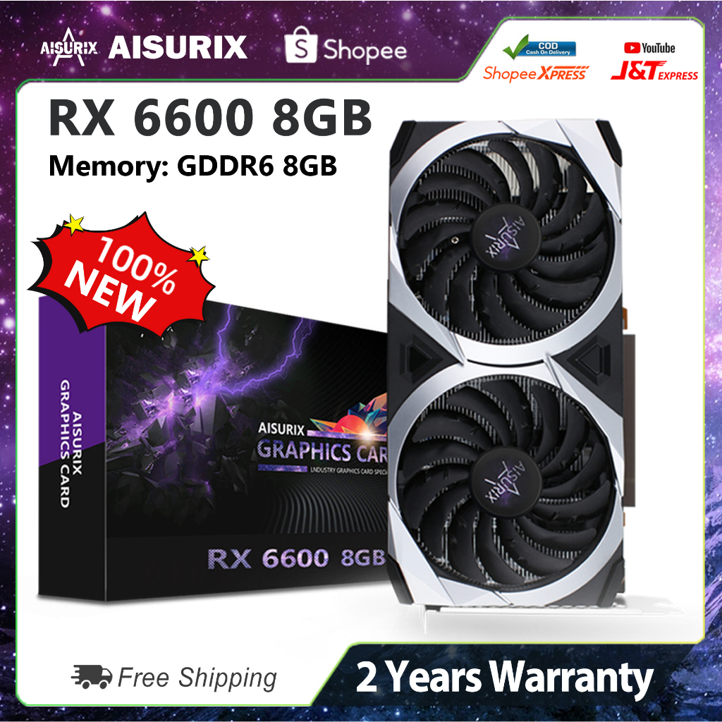 AISURIX Graphics Card AMD Radeon RX 6600 8GB GDDR6 Video Card 100 New