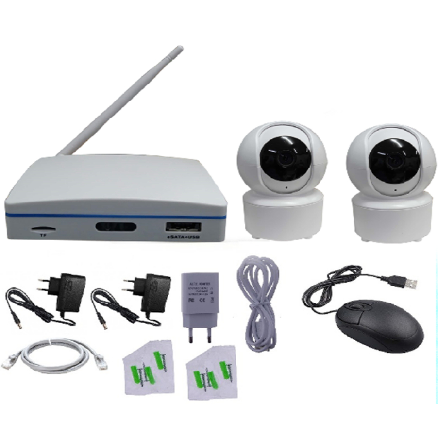 2 Channel Wireless Mini Camera, 1080P HD NVR CCTV Security Camera