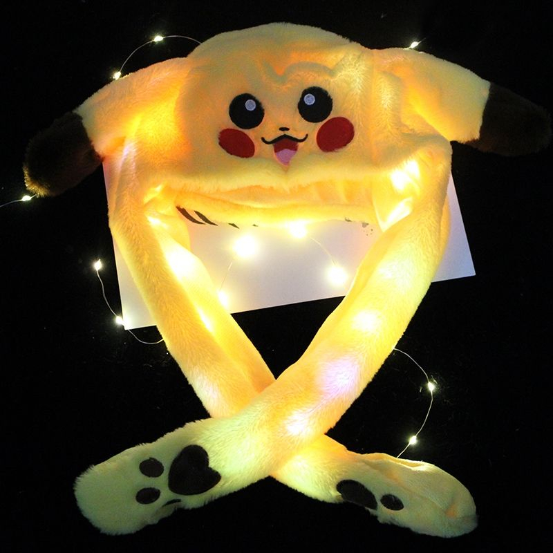 Pikachu Animal Caps with Moving Ears and LED Light Long Ears Pokemon ...