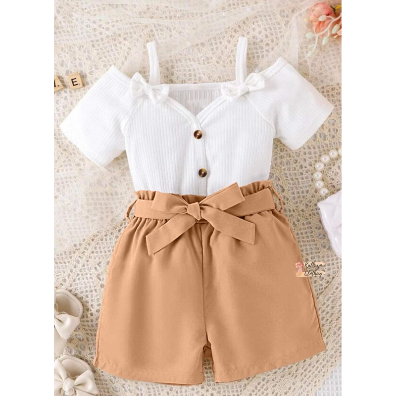 Kathryn Kids Grils Ribbow Top & Short Set 42082# | Shopee Philippines