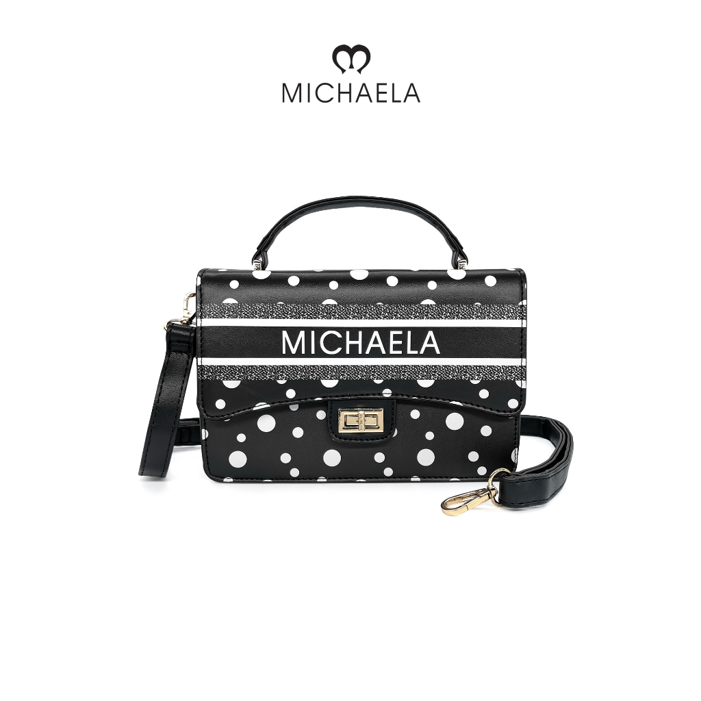 MICHAELA Sling Bag for Women Dots Print Upgraded Vegan Leather Top