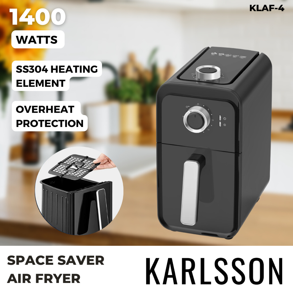 Karlsson by Tough Mama KLAF4 Space Saver Air Fryer 4L Square