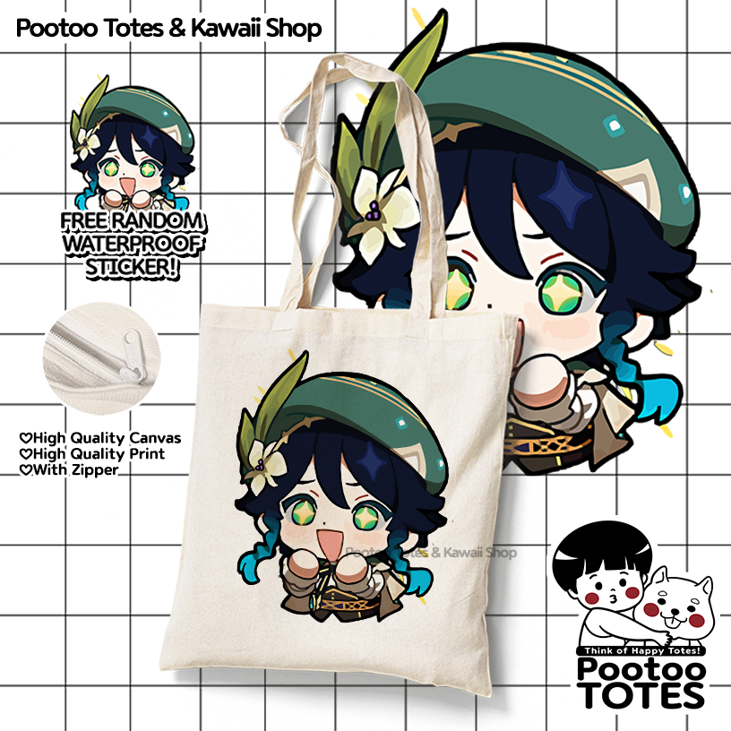 Venti Genshin Impact Tote Bag with Zipper AESTHETIC by Pootoo Totes ...