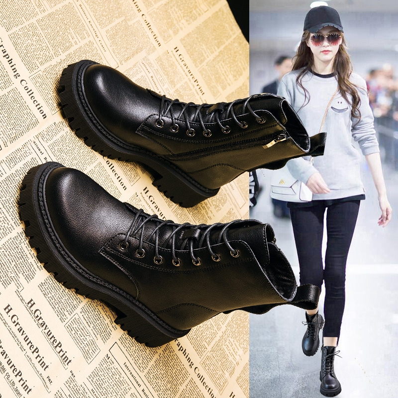 【Crystal】BLACK MARTIN LACES BOOTS WOMEN 908 | Shopee Philippines