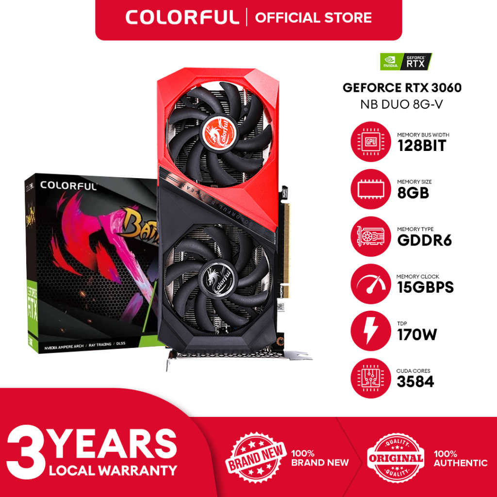 Colorful GeForce RTX 3060 NB Duo 8GB-V & iGame GeForce RTX 3060 Ultra W ...