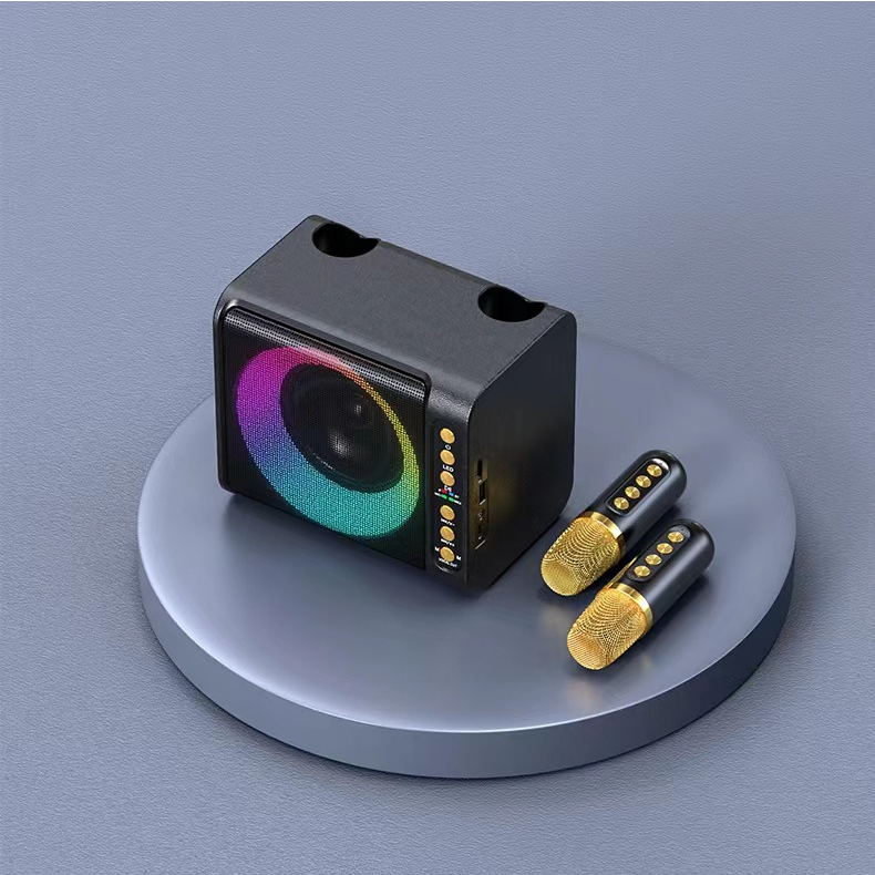 Bluetooth Speaker RGB Light Wireless Bluetooth Dual Microphone Karaoke ...