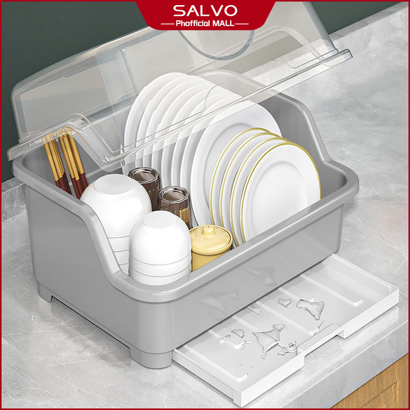 Dish Rack with Cover dustproof Kitchen Dish drainer rack organizer