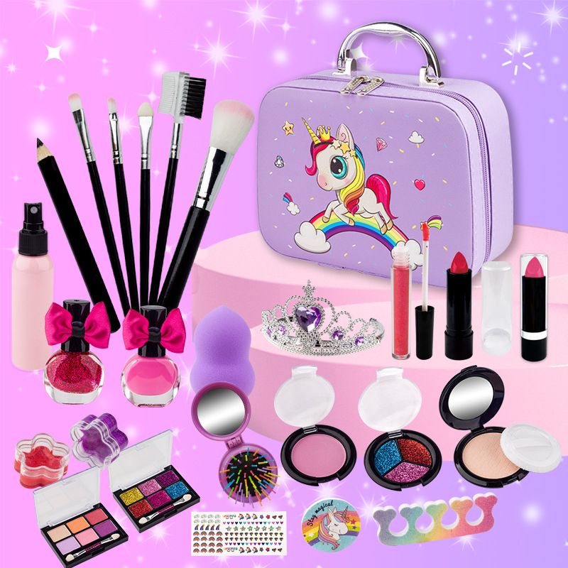 Unicorn Make Up Set Toys For Girls Kids Makeup Kit Non Toxic Bag Toy ...