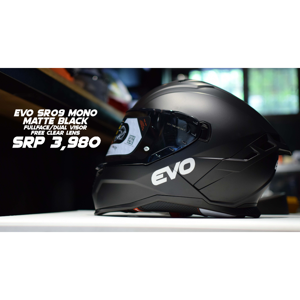 Evo SR09 Mono (Fullface, dual visor, Free clear lens) | Shopee Philippines