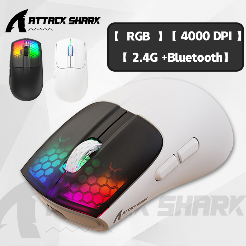 ATTACK SHARK X5 Wireless Gaming Mouse, 49g Ultralight Tri-mode 2.4Ghz/