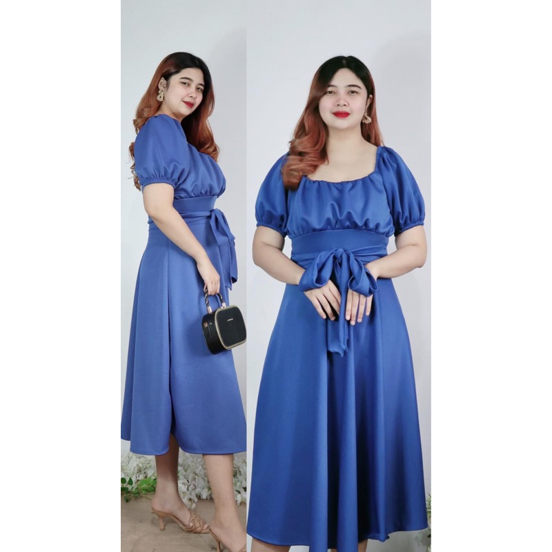 New Item! Classy Midi Dress with Tie Freesize | Shopee Philippines