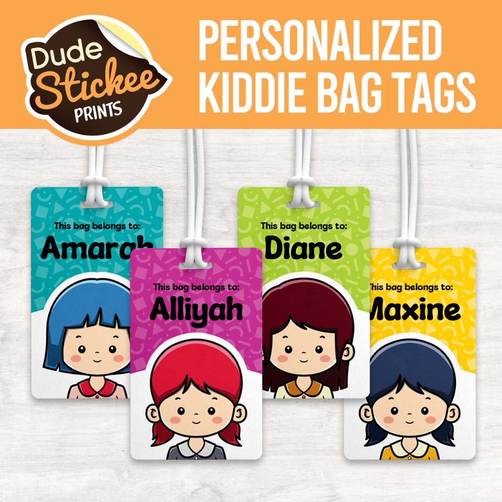Personalized Kiddie Bag Tags for GIRLS (Glossy PVC Card ATM Size