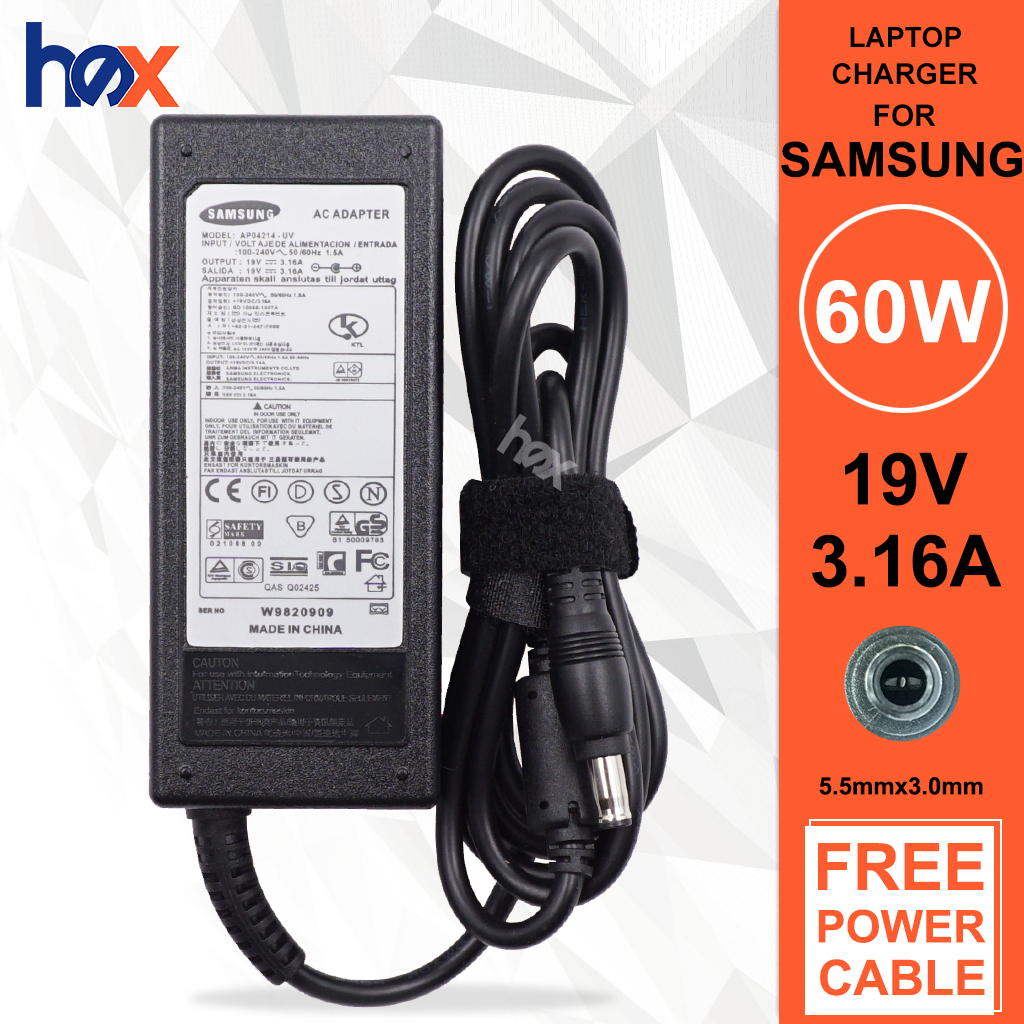 Samsung Laptop Charger Adapter 19V 3.16A NP300E4C NP300E4E NP300E4V