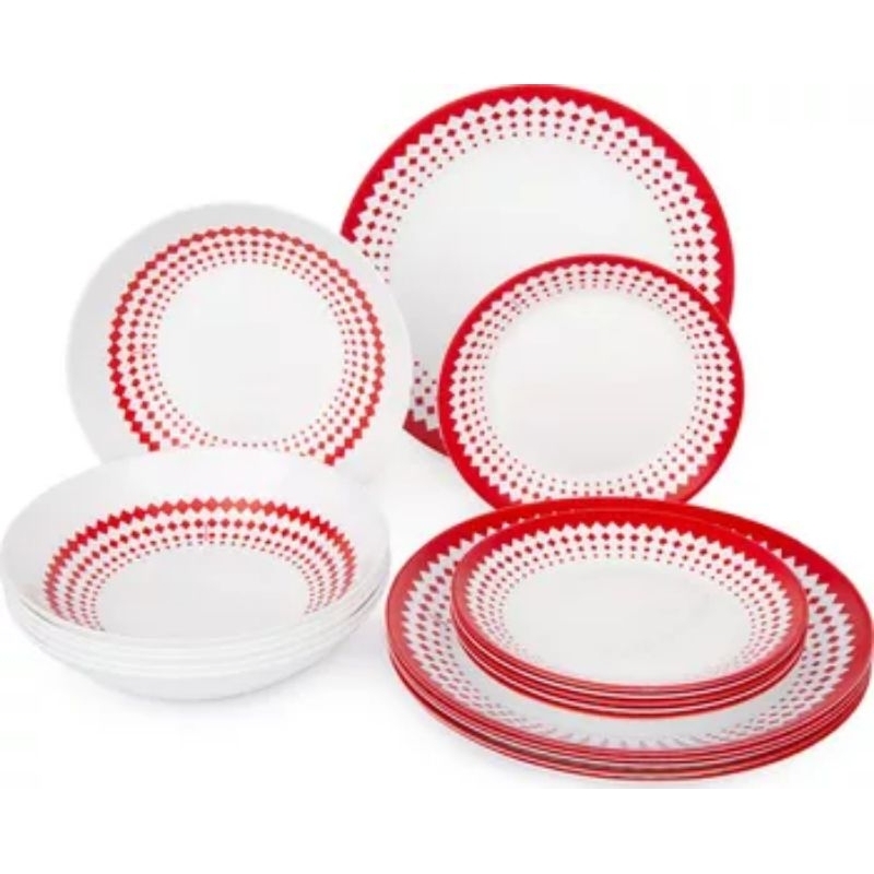 Arcopal Adonie 18pcs Red Dinner Set Microwavable Tempered glass Shopee Philippines