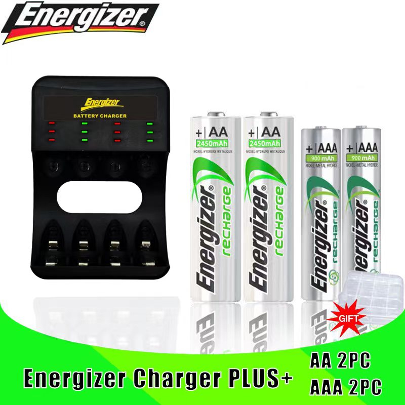 Energizer Original AA/AAA Batteries Charger + 1.2V AA 2450mAh NiMH