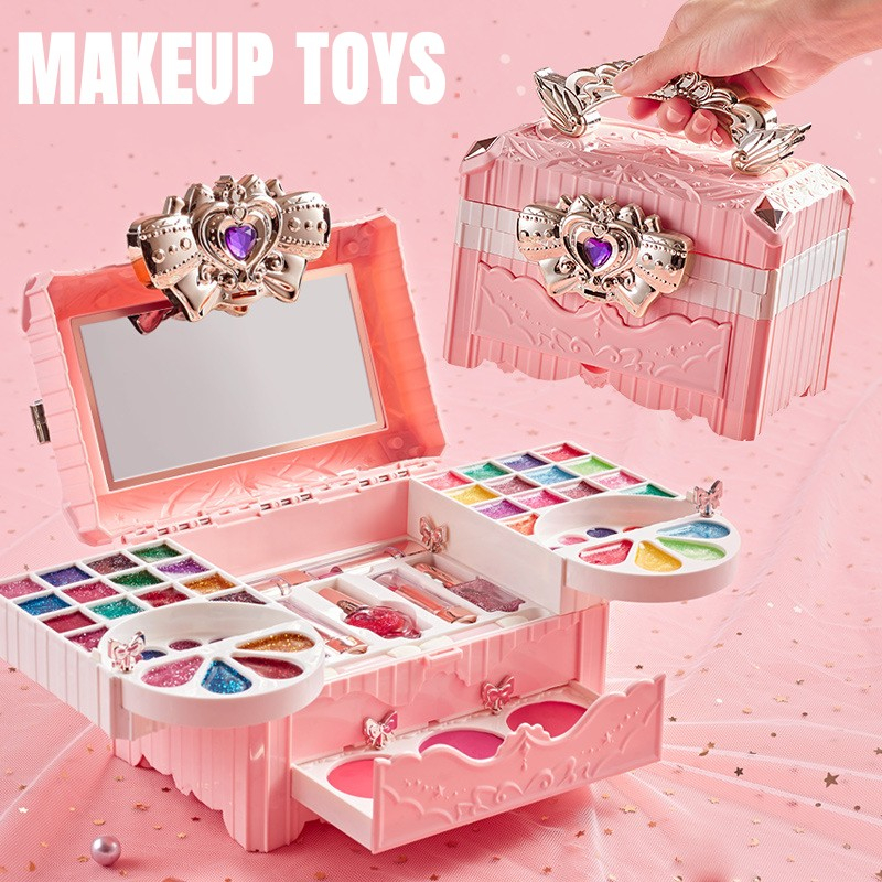 32 Pcs Kids Make Up Set for Kids Non Toxic Toys for Girls Lipstick Toys  Kids Washable Makeup Box