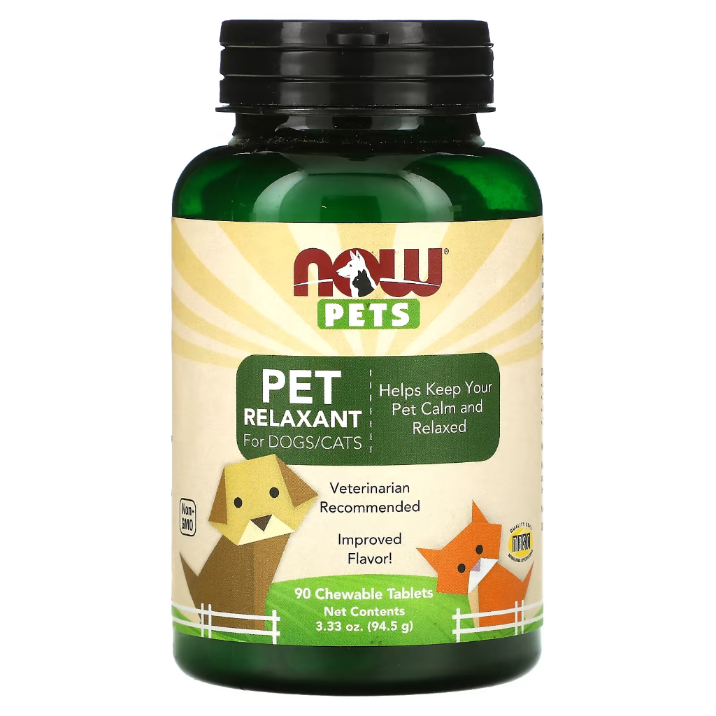 NOW Foods, Pets, Pet Relaxant for Dogs/Cats, 90 Chewable Tablets, 3.33