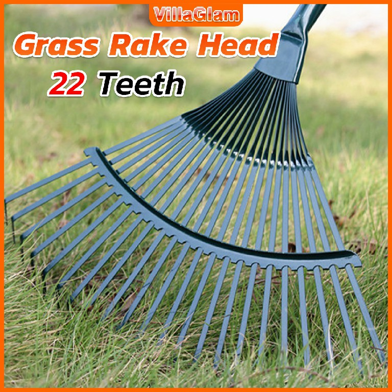 22 Teeth Leaf Rake Head Grass Rake Garden Cleaning Tool Outdoor
