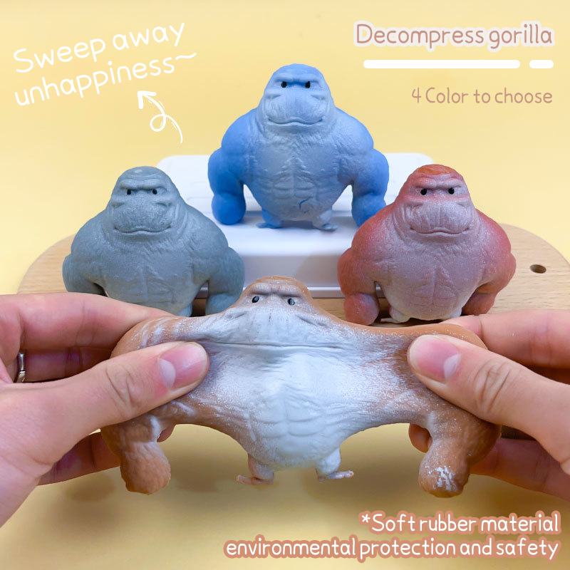 Juguete Anti-estrés Gorila De Goma – Apretable, Realista Y Divertido Para Niños Y Adultos (8.5 Cm)