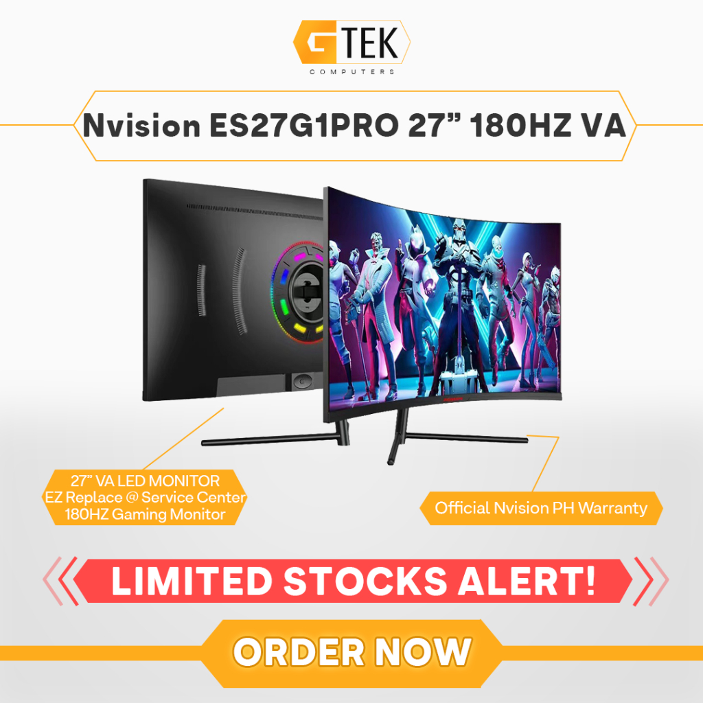 Nvision Es27g1 Pro 27 180hz Curved Va Gaming Monitor W Rgb Backlight Shopee Philippines 