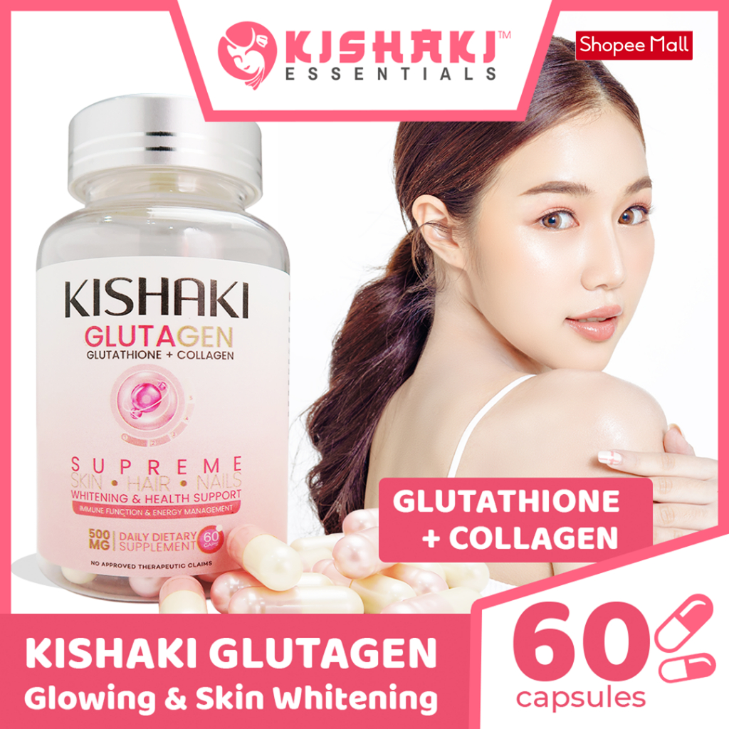 Kishaki Essentials Glutagen 60 Capsules ( Glutathione + Collagen ) Skin ...