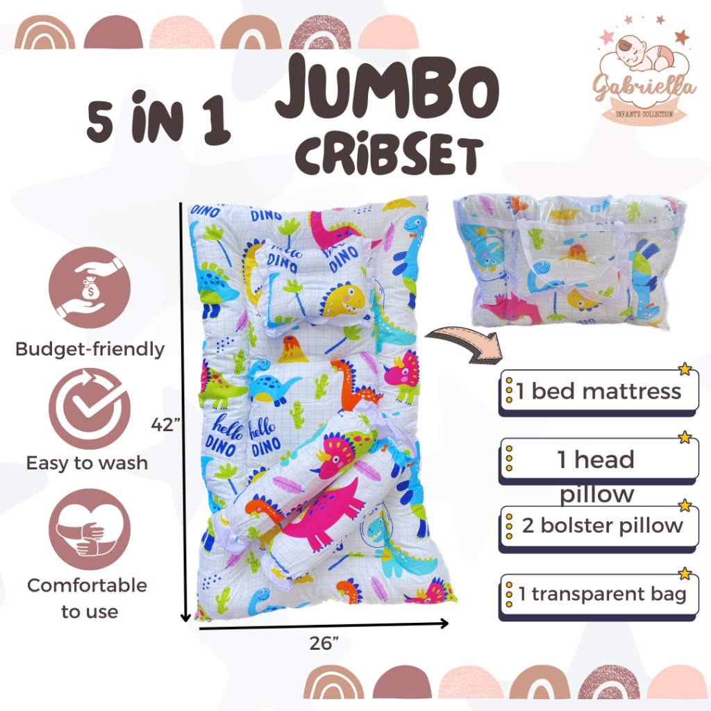 GABRIELLA 5in1 Jumbo Cribset Mattress Comforter for Newborn Baby