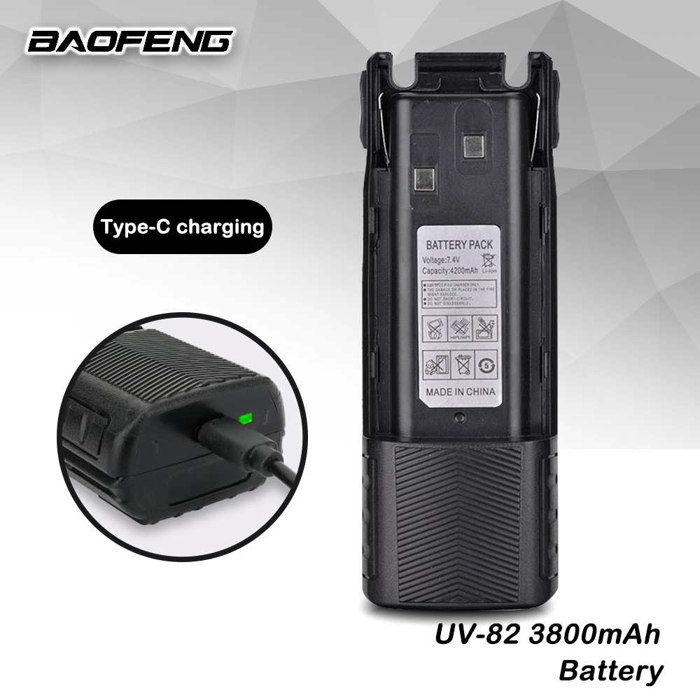 Baofeng UV-82 Walkie Talkie Extended Version Battery Type-C Charger ...