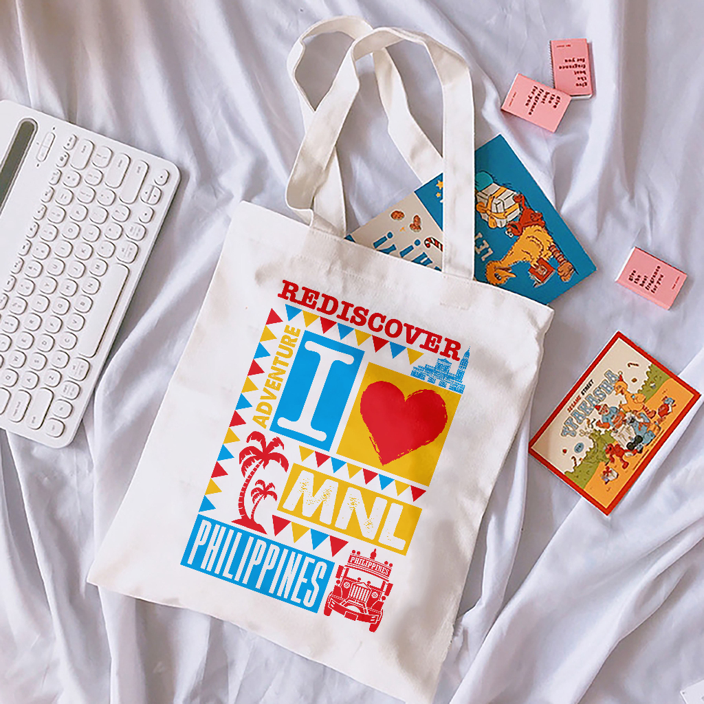 I Love Manila Design Bags Fashion Canvas Tote Bag White Canvas Shoulder ...